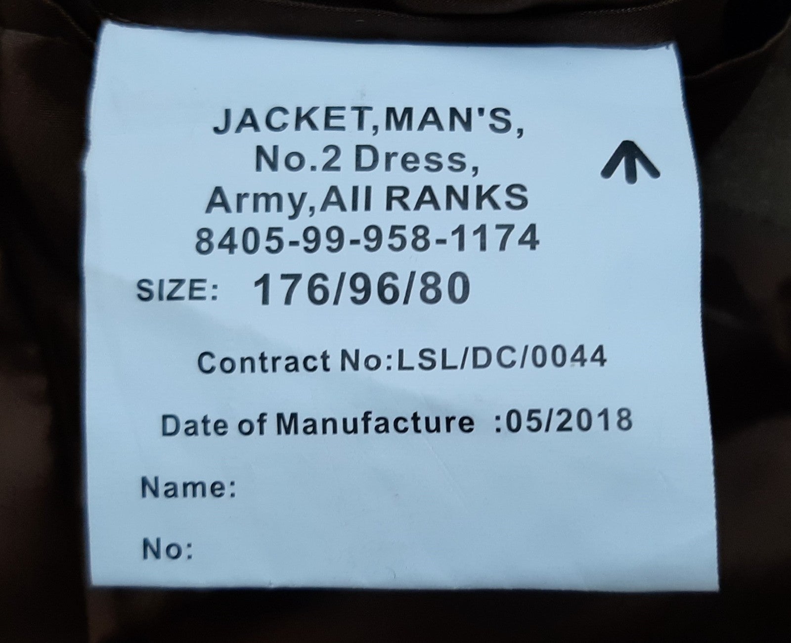 No2 Jacket British Army FAD Uniform Royal Anglian Regiment Buttons 176/96cm