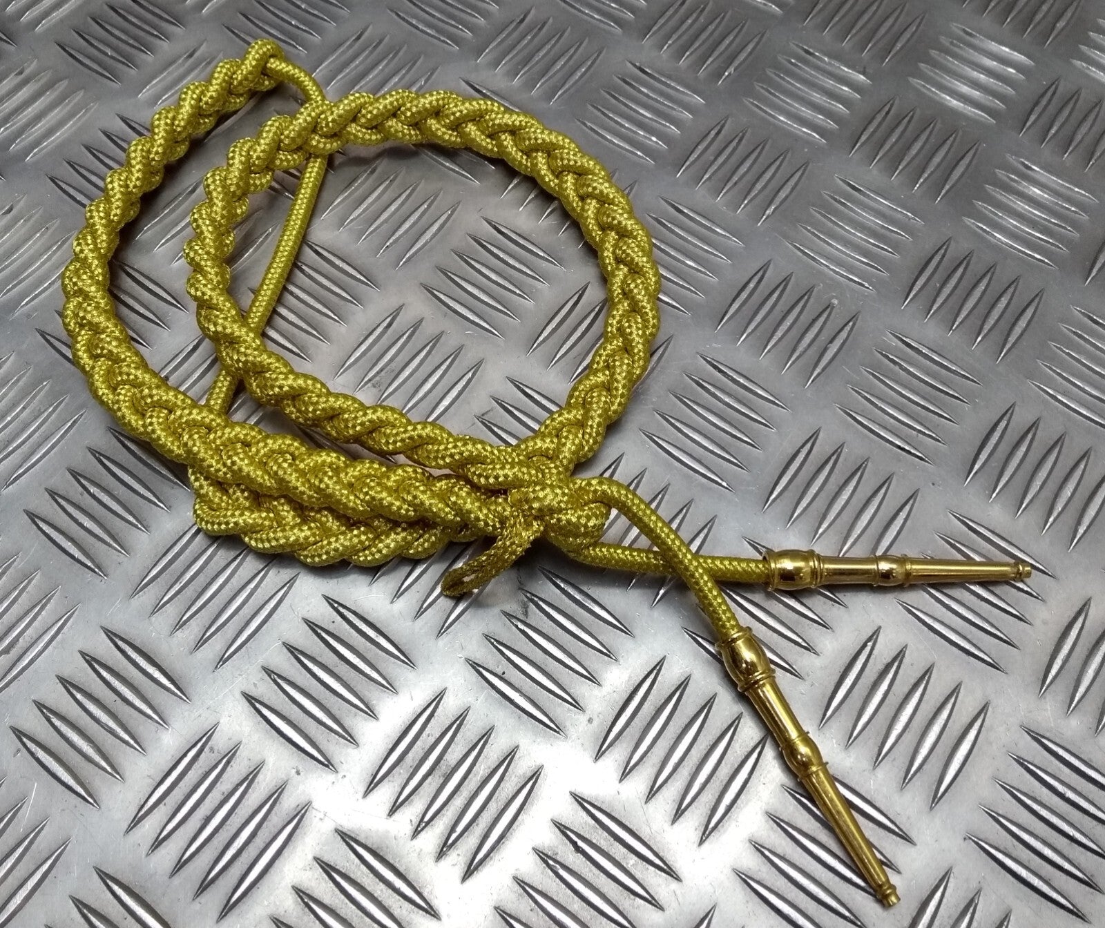 Army Ceremonial Aiguillette / Officers Lanyard Metallic Gold Tip Ends Present