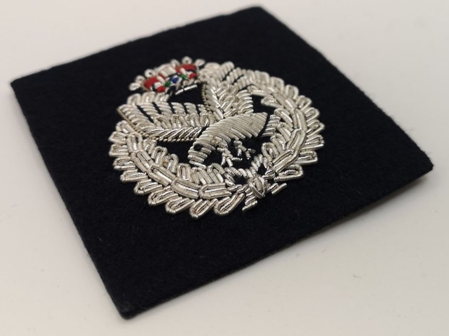 AAC Beret Badge Army Air Corps Wire Braided Insignia on Dark Blue Felt
