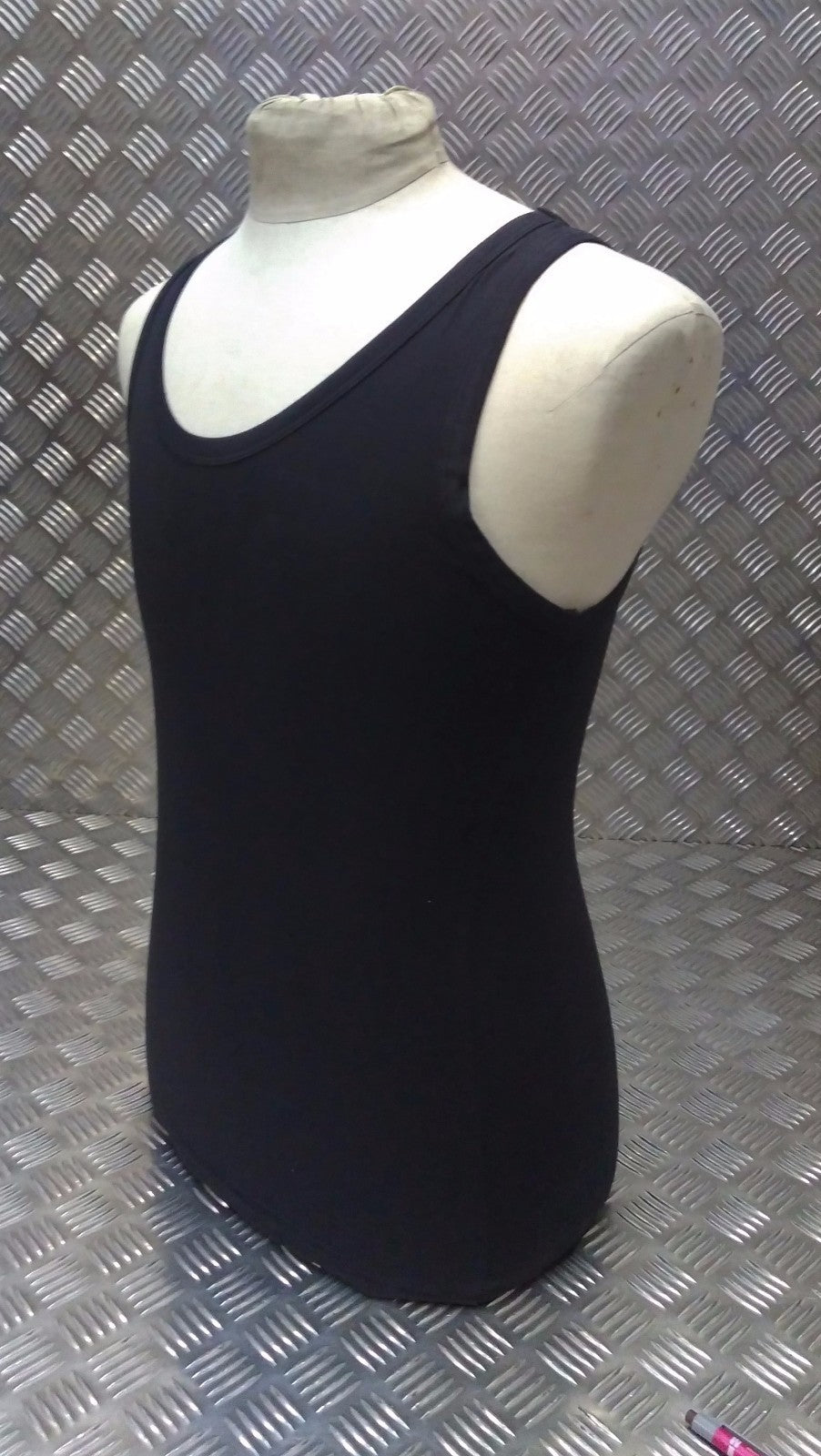 100% Cotton Military Black Sleeveless Vest Singlet Tank Top All Sizes - NEW