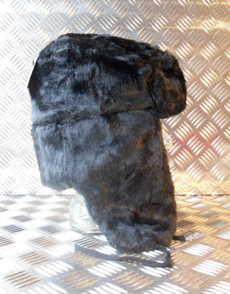 Soviet / USSR Black Cossack Hat w Ear Flaps. All Sizes - Brand NEW