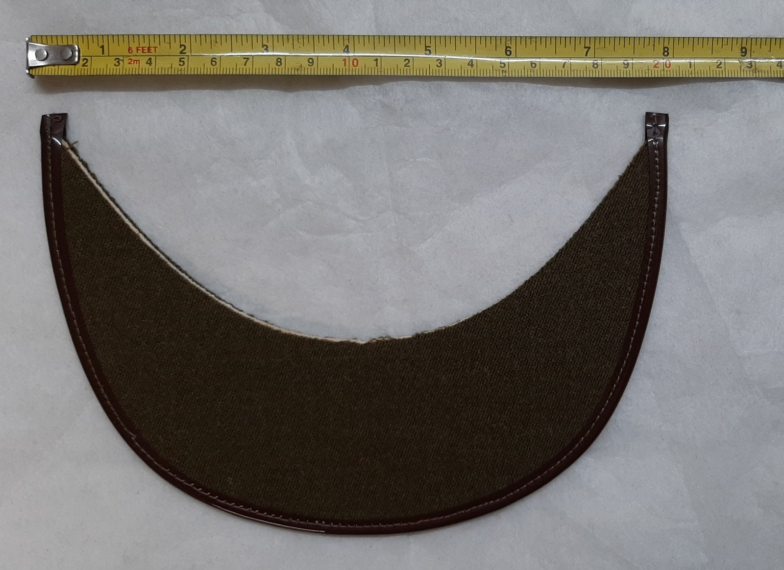 Army Dress Hat Replacement Peak Khaki Green Cloth with Brown PVC Edging NOS