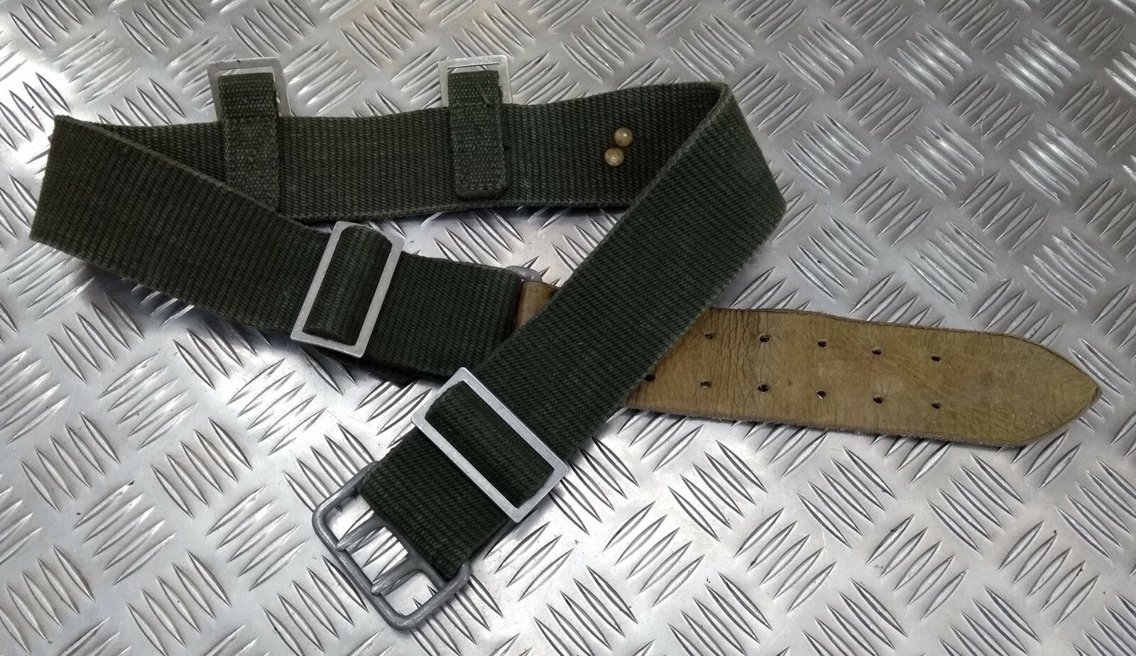 WWII Type Webbing M39 M40 Belt Leather Canvas Genuine Vintage HKG1