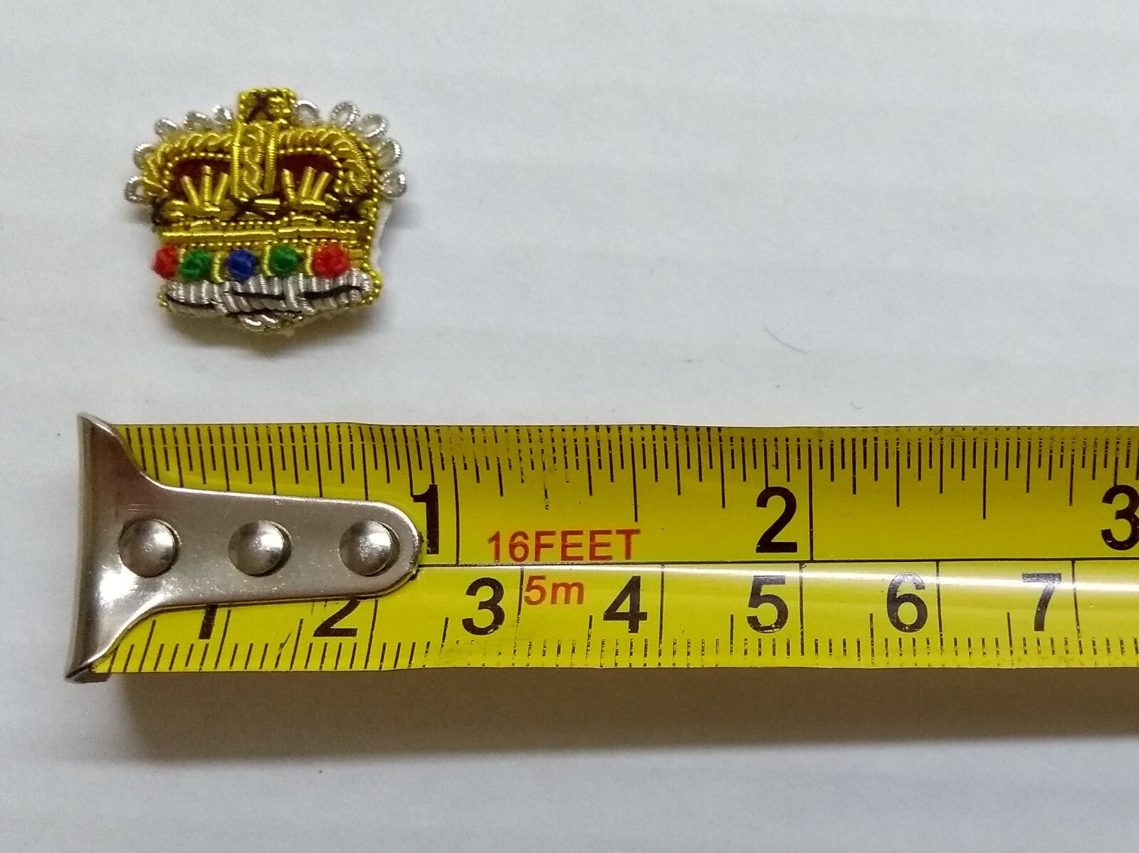 Army Crowns RLC Gold and Silver Crimson Padding Hand Embroidered Insignia 5/8"