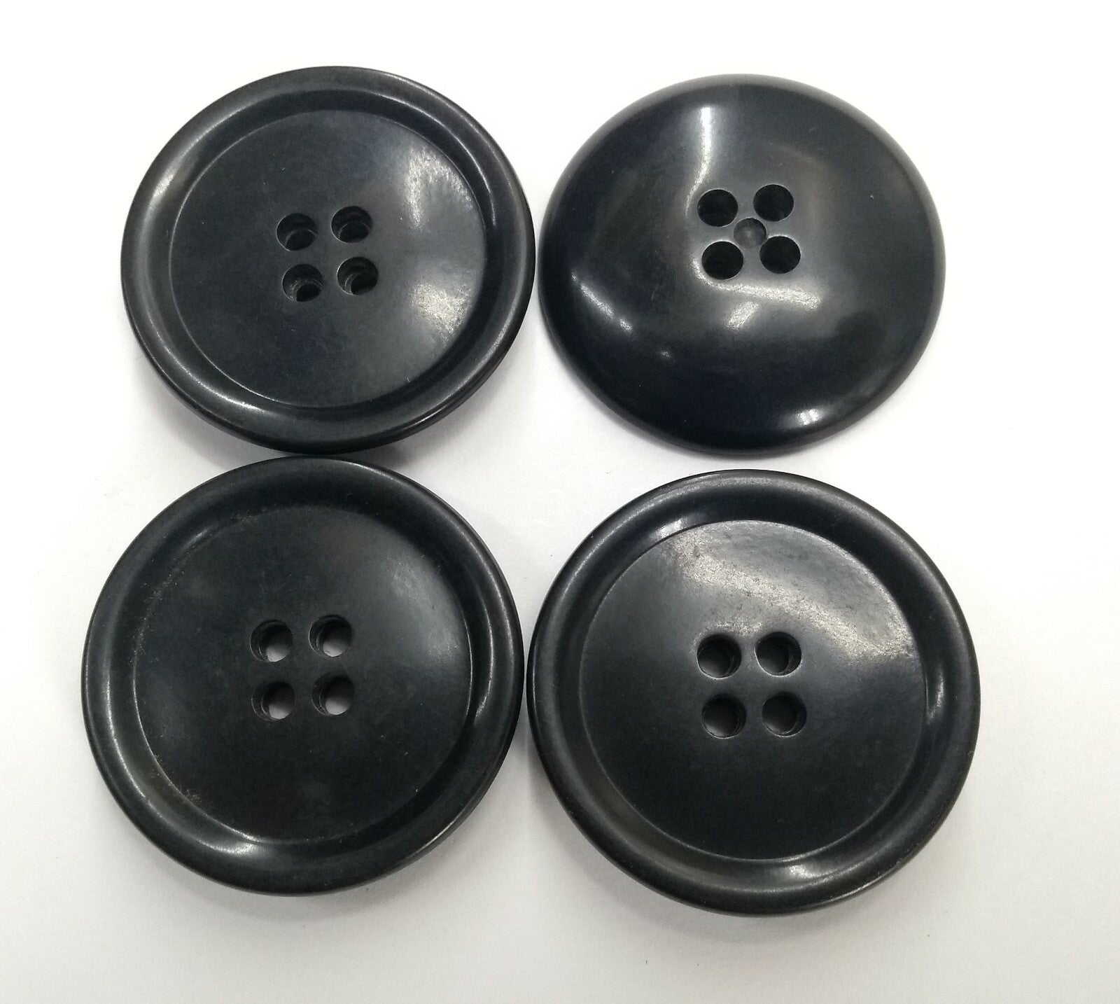 Genuine Vintage DMOB 4 Hole Plastic Coat Buttons Slate Grey X4 31.5mm