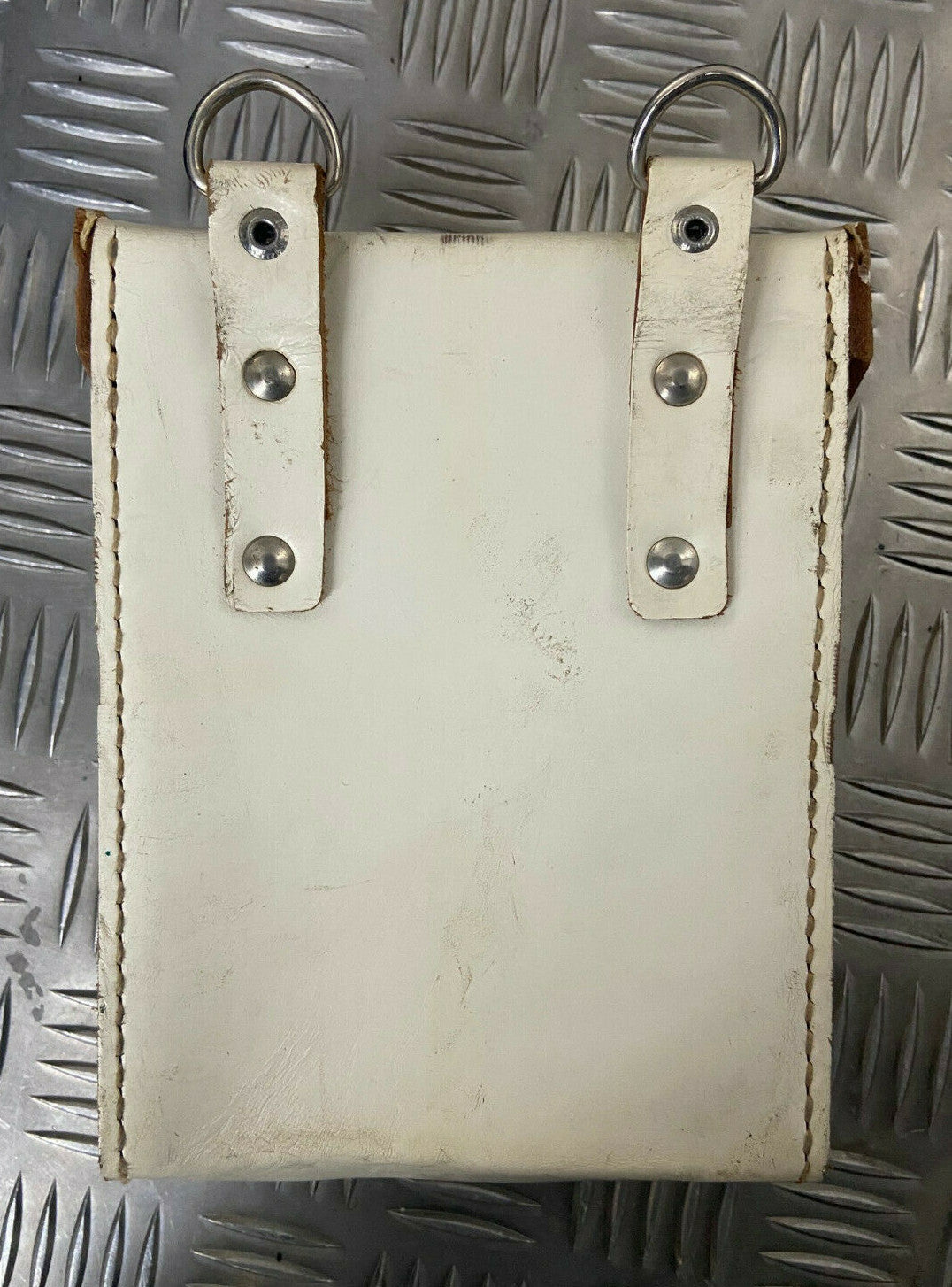 Genuine Vintage DDR NVA East German White Leather Boxed Utility Pouch