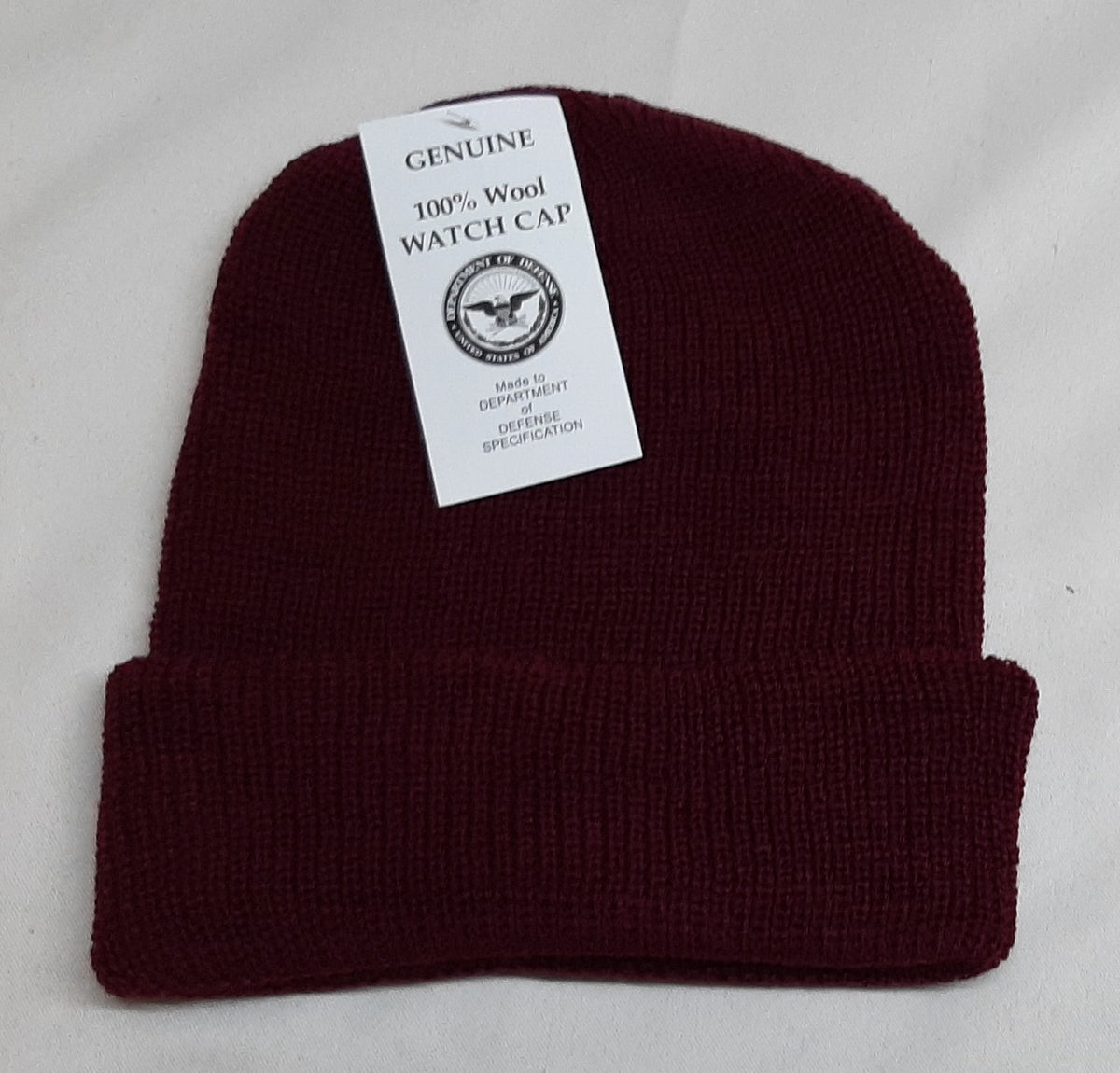 US Beanie Hat 100% Wool Beanie Hat Darke Red  / Maroon  Skull / Watch Cap