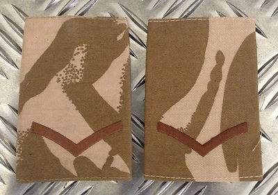 Desert Camo LANCE CORPORAL Rank Slides x 10 Pairs Genuine British Army - NEW