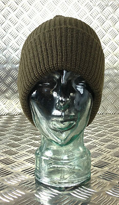 Army Green Knitted Beanie Hat / Watch Cap / Woolly Hat - One size - NEW