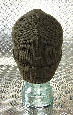 Army Green Knitted Beanie Hat / Watch Cap / Woolly Hat - One size - NEW