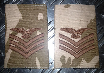 Genuine British Army Desert Camo SERGEANT AIRCREW Rank Slides / Epaulettes - NEW