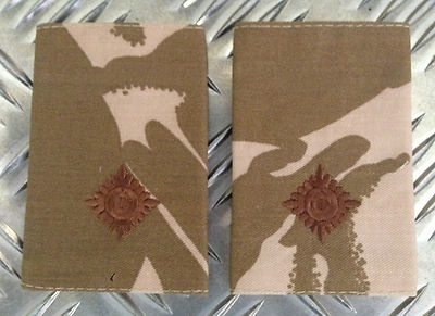 Genuine British Army Desert Camo 2nd LIEUTENANT Rank Slides / Epaulettes - NEW