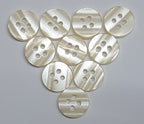 Buttons 10 Vintage 4 Hole for Dress Shirts Pearlesque Natural White 11.2mm New Old Stock