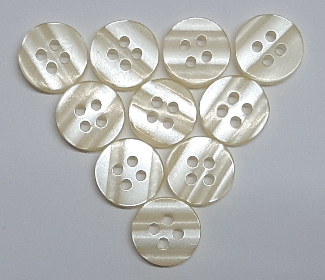 Buttons 10 Vintage 4 Hole for Dress Shirts Pearlesque Natural White 11.2mm New Old Stock