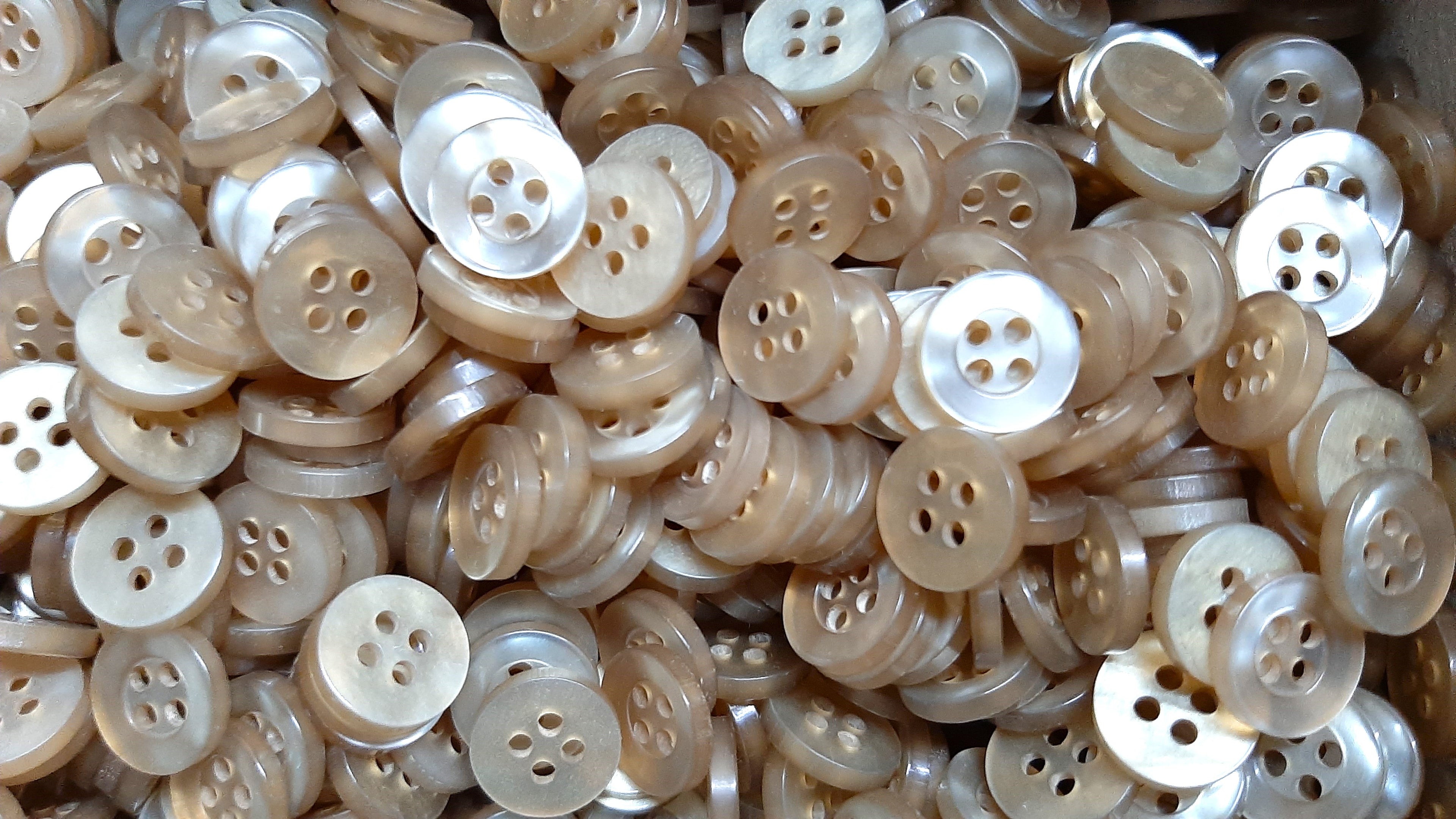 Buttons 10 Vintage 4 Hole for Dress Shirts Pearlesque Khaki 10.5mm New Old Stock