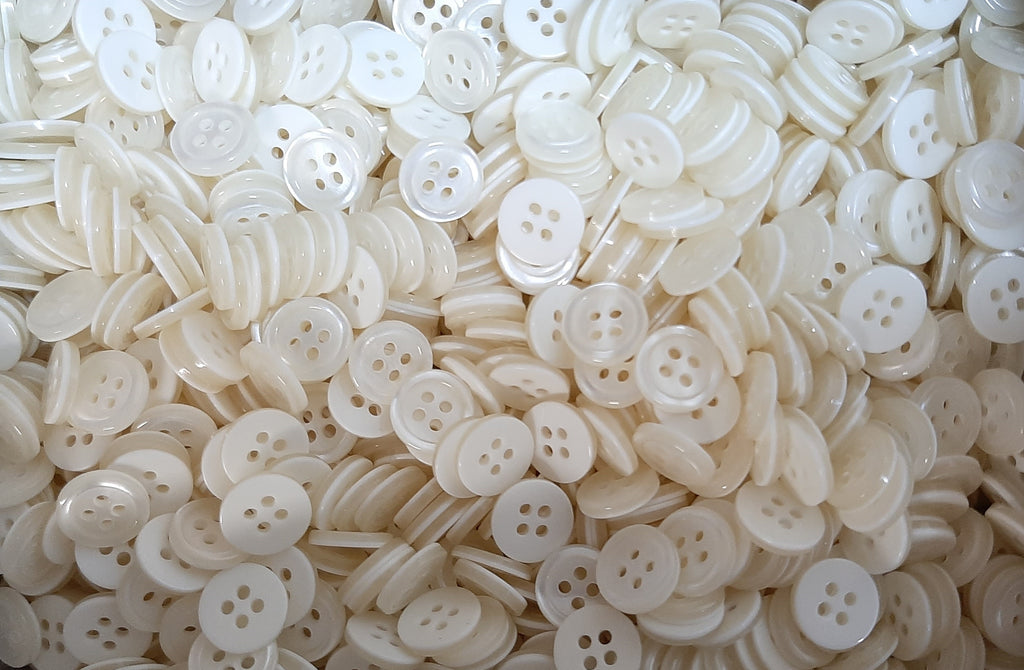Buttons 10 Vintage 4 Hole for Dress Shirts Pearlesque White 11.6mm New Old Stock