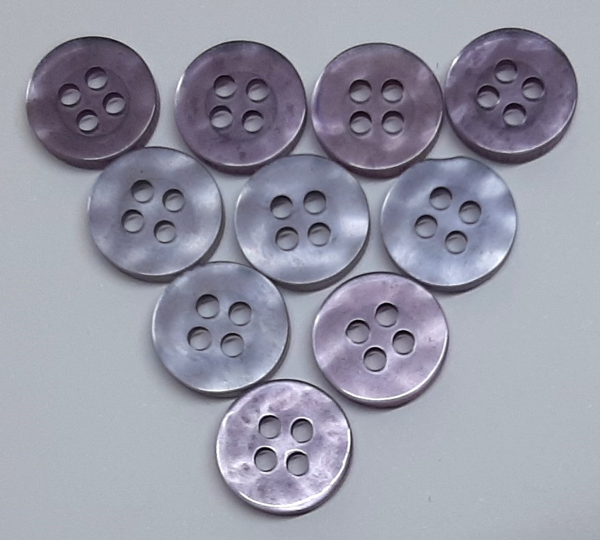 Buttons 10 Vintage 4 Hole for Dress Shirts Pearlesque violet / grey tints 10.7mm New Old Stock