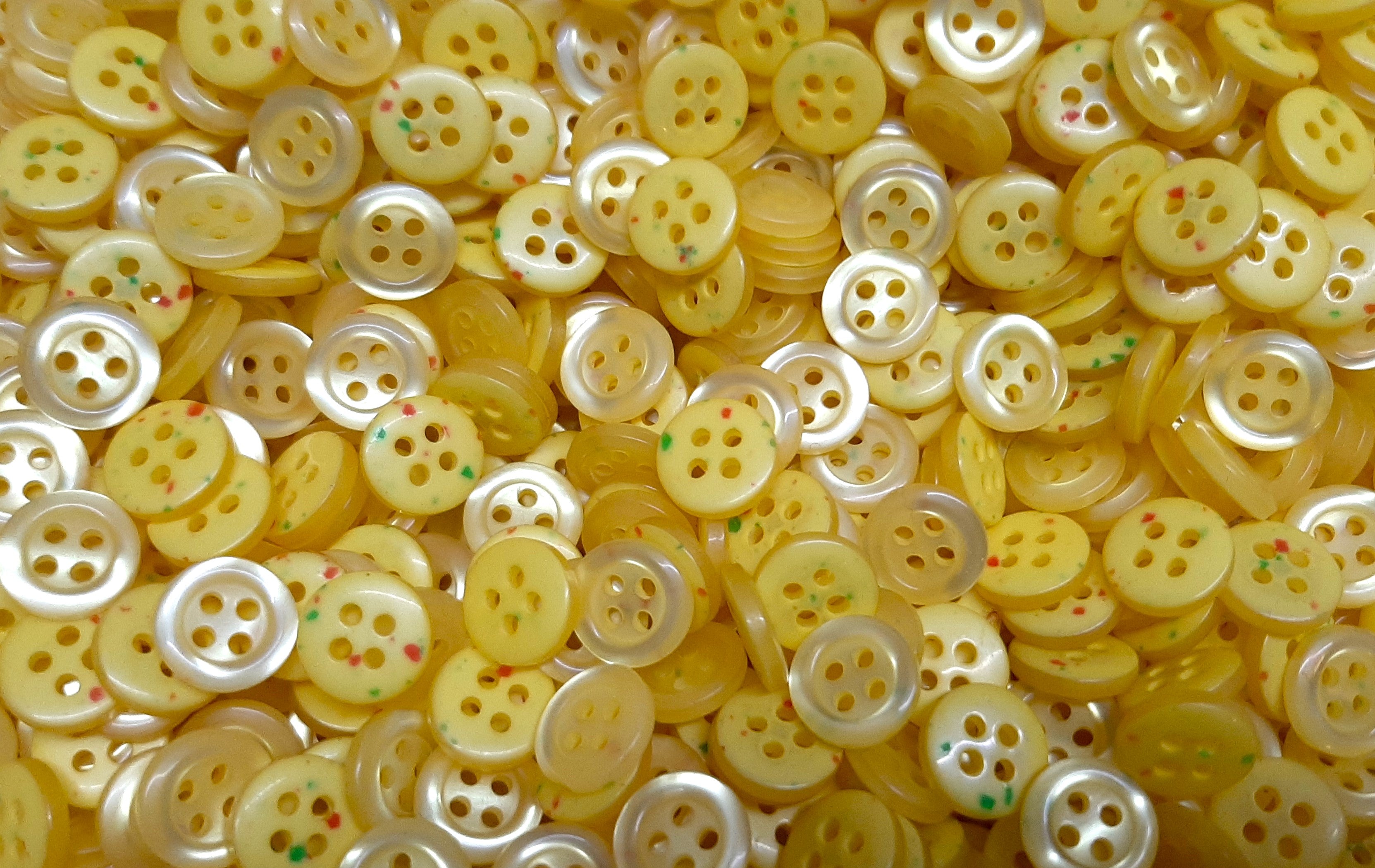 Buttons 10 Vintage 4 Hole for Dress Shirts Pearlesque Yellow 10.5mm NOS