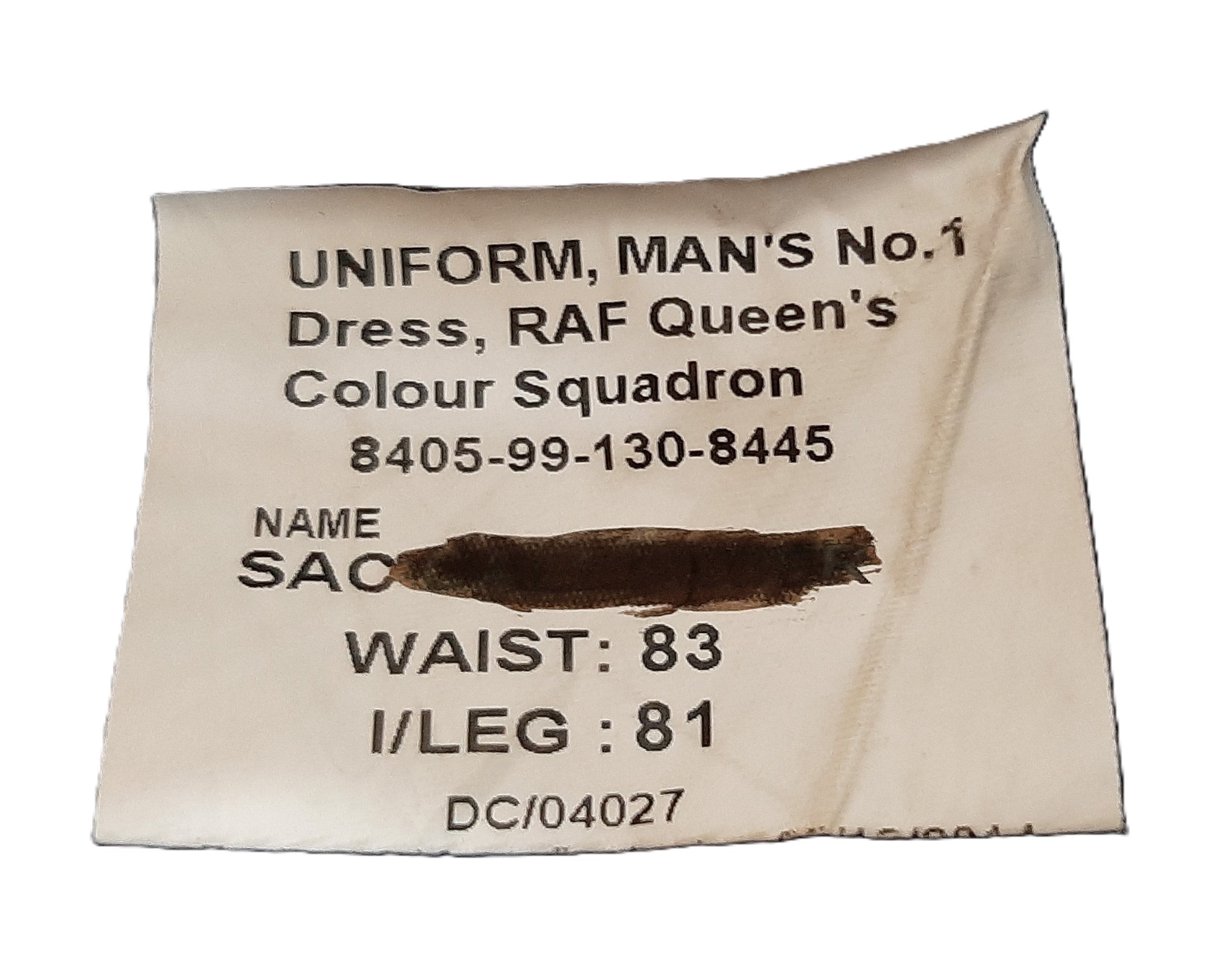 No1 RAF Trousers British Royal Air Force Queen's Colour Squadron Issue