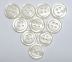 Buttons 10 Vintage 4 Hole for Dress Shirts Pearlesque White 11.6mm New Old Stock