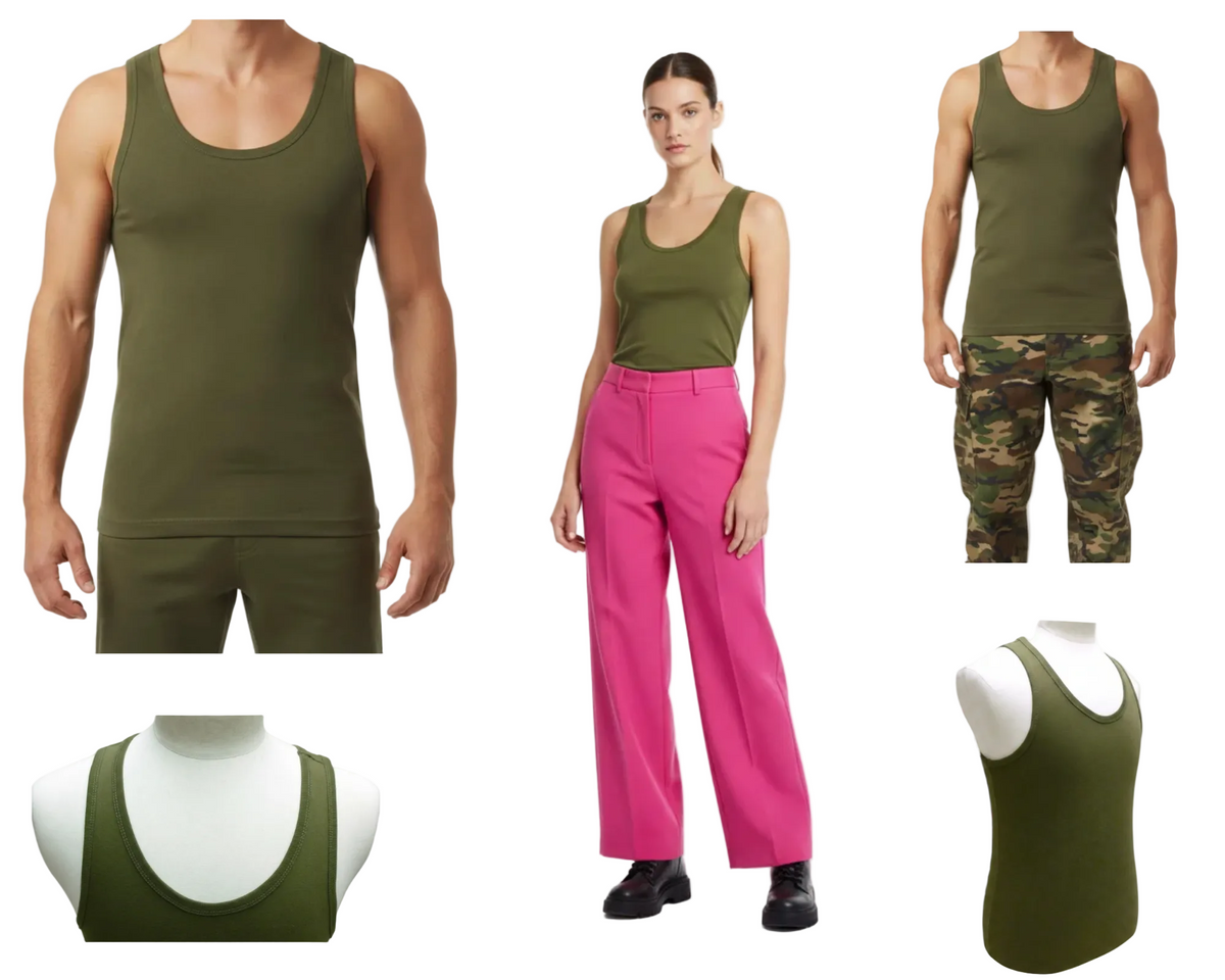 Military Type Vest 100% Cotton PT Singlet Tank Top Army Green