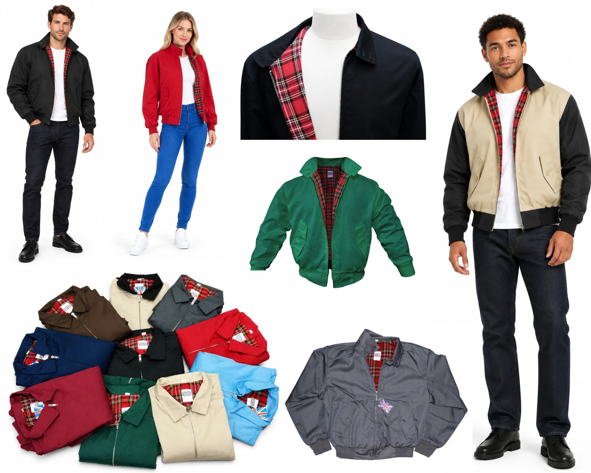 Harrington Jacket Retro 1970's 1980's Style Casual Street Wear Assorted Colours