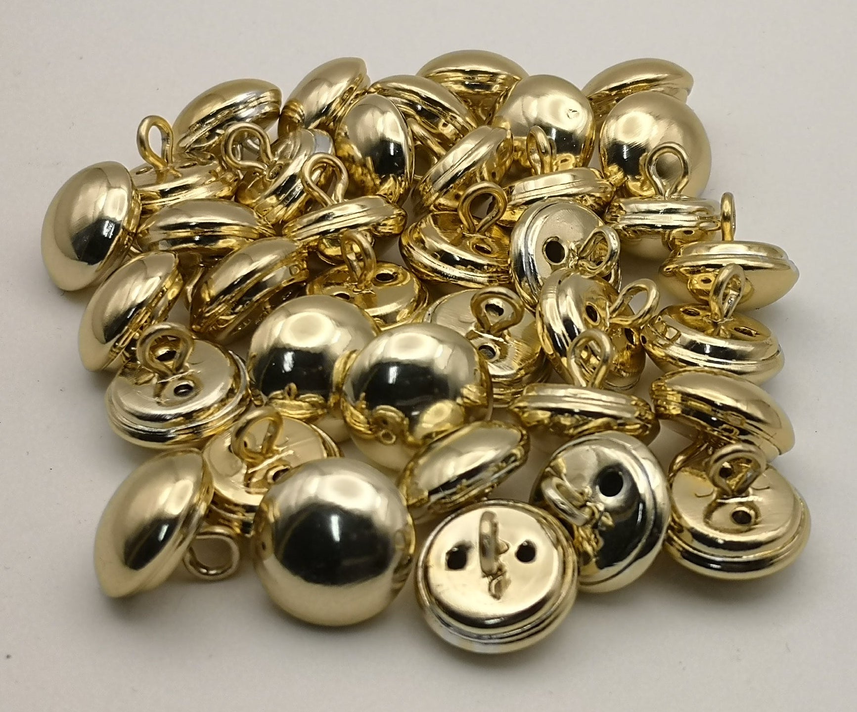 High Quality Gold Coloured Anodized High Sheen Plain Metal Dome Buttons x2- NEW