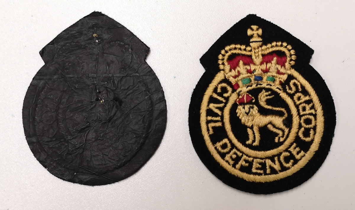 Genuine British Civil Defence Corp Queens Crown Badges / Patches x8