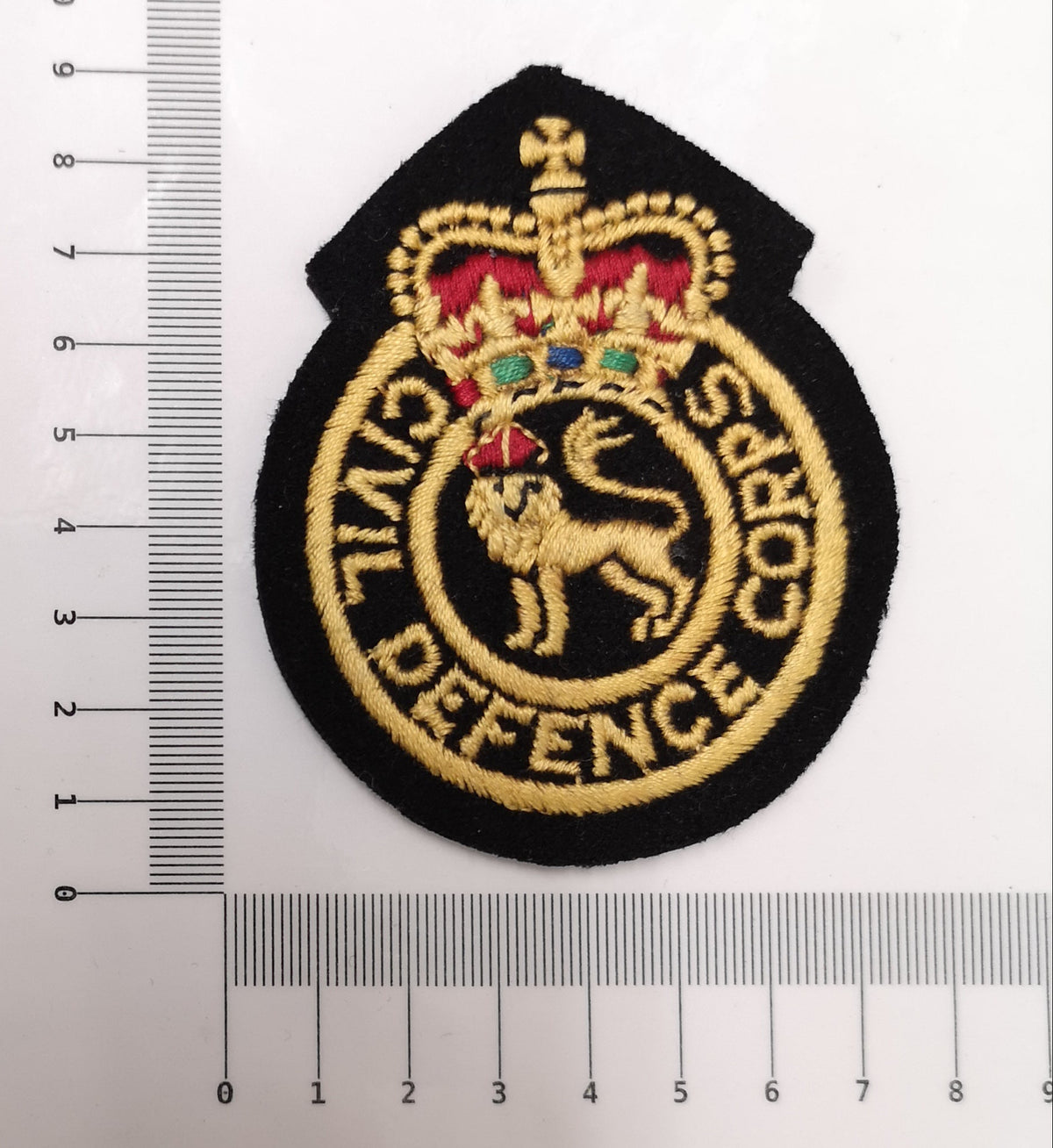 Genuine British Civil Defence Corp Queens Crown Badges / Patches x8