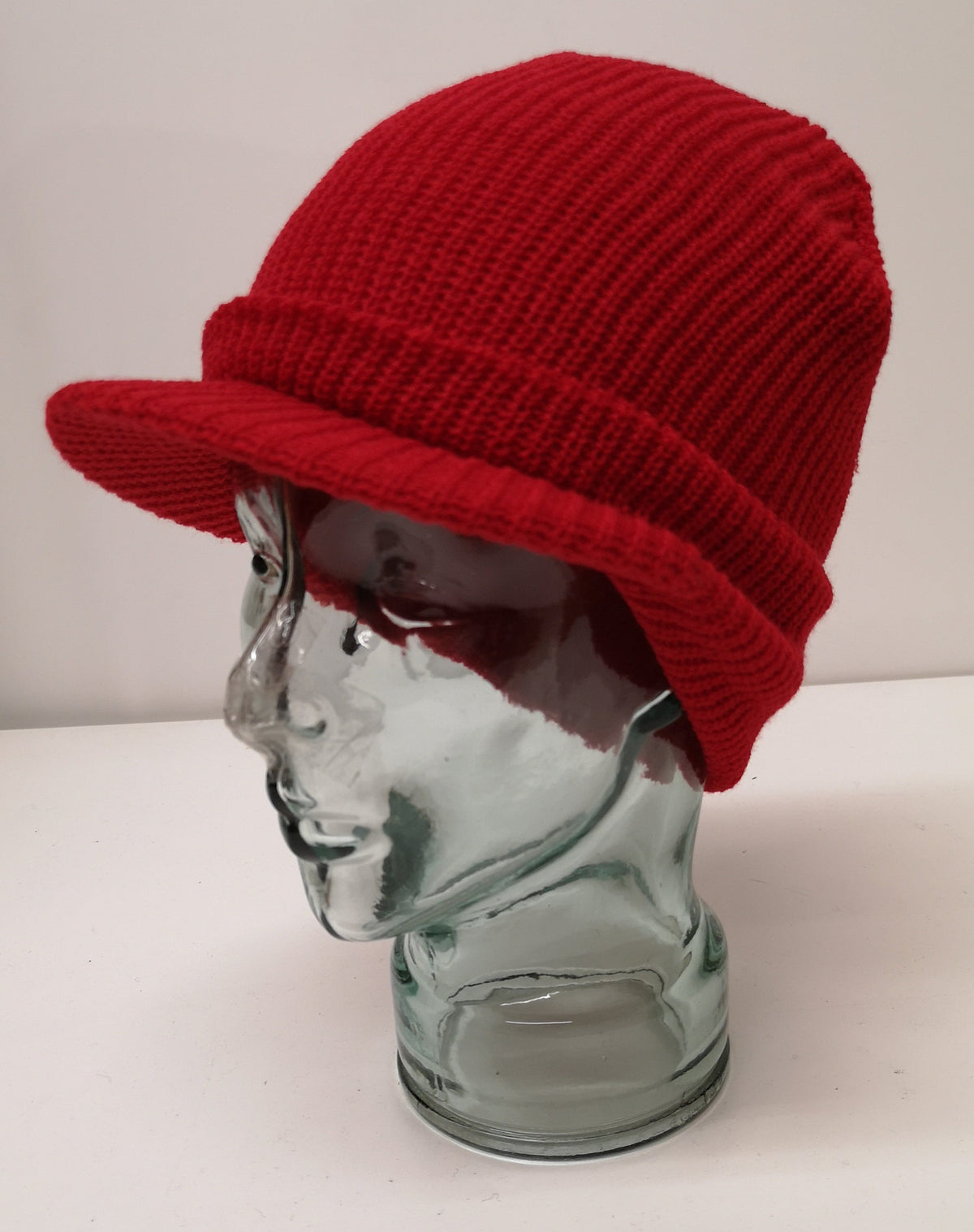 Bright RED Peak / Peaked Beanie Hat / Radar Cap - One size - BRAND NEW