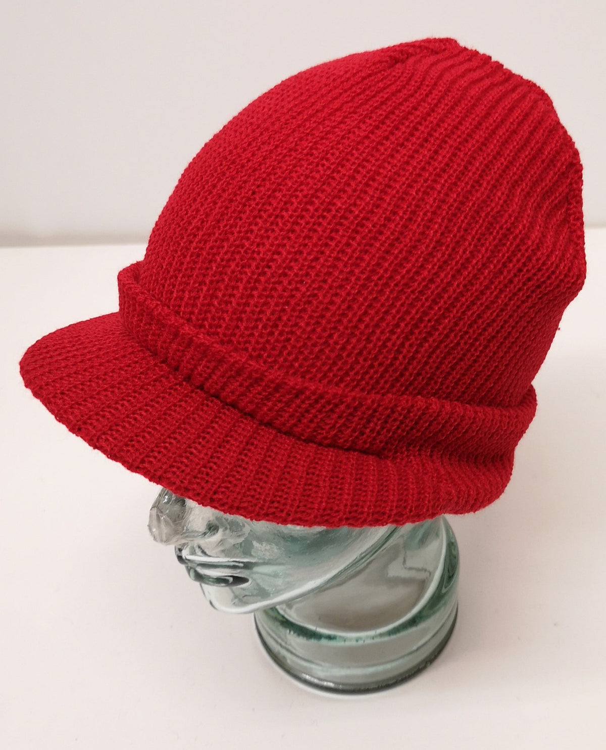 Bright RED Peak / Peaked Beanie Hat / Radar Cap - One size - BRAND NEW