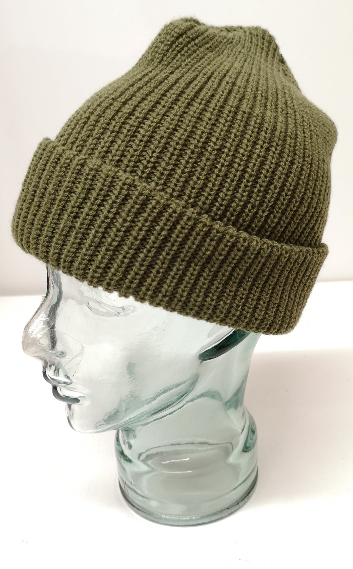 Army Green Knitted Beanie Hat / Watch Cap / Woolly Hat - One size - NEW