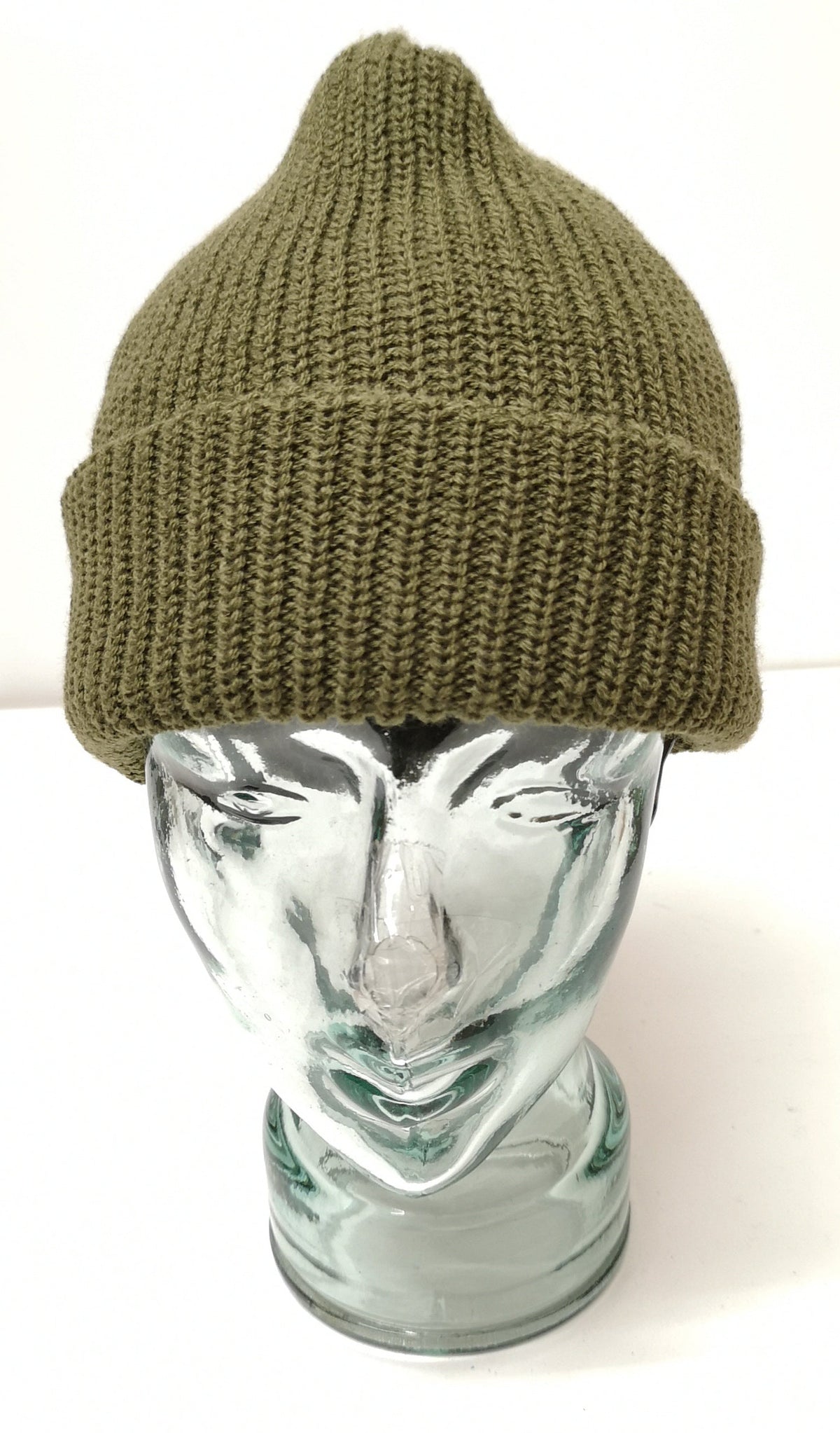 Army Green Knitted Beanie Hat / Watch Cap / Woolly Hat - One size - NEW