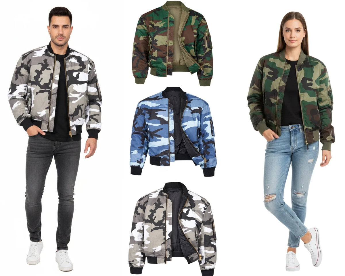 MA1 Flight Jacket USAF Type Bomber Jacket Woodland Urban or Midnite Camo Type Available