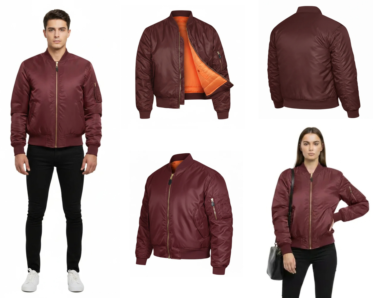 MA1 Bomber Jacket Maroon US Military Style Pilots Jacket Assorted Sizes