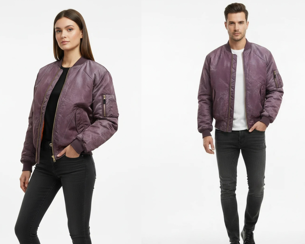 MA1 Bomber Jacket US Military Style Stone Washed Maroon
