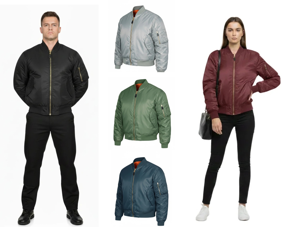 MA1 Bomber Jacket US Military Style Pilots Jacket Assorted Colours