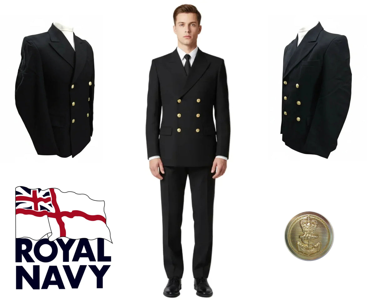 Retro Vintage Blazer Double Breasted Jacket with Anchor Buttons British Naval Pattern