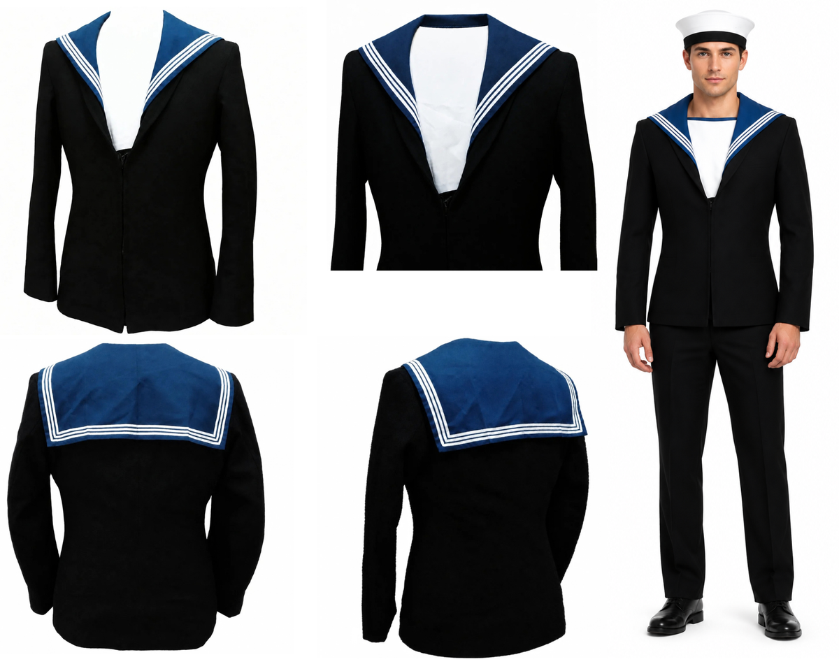 CII Middy Jumper British Royal Navy Sailors Class 2 RN Naval with Square Rig Collar
