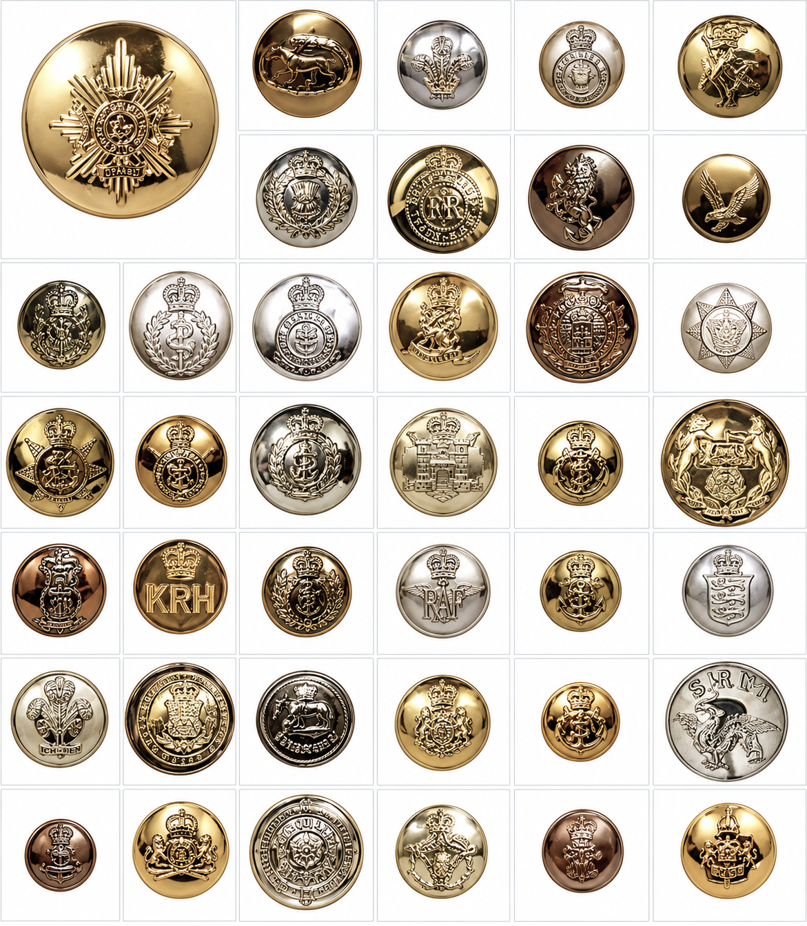 British Army No1 No2 Buttons For or Dress Staybrite Assorted Size and Types