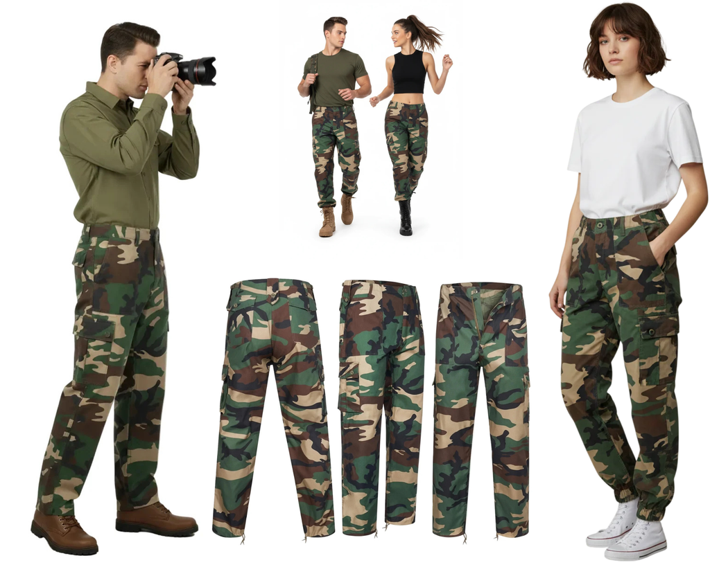 Woodland Camo Trousers Military Style Combat / Field Army Pants 28"