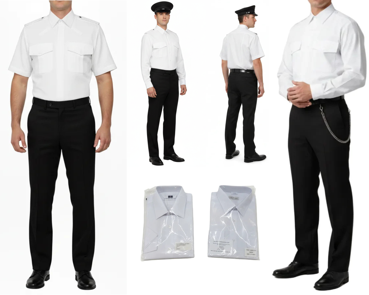 Police Type Shirt White Security Uniform Long or Short Sleeve PS1