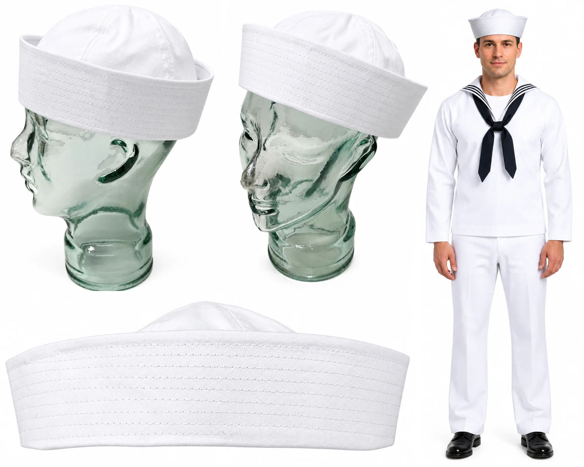 White Sailors Hat Doughboy Popeye WW2 U.S Enlisted Navy Style Size Large