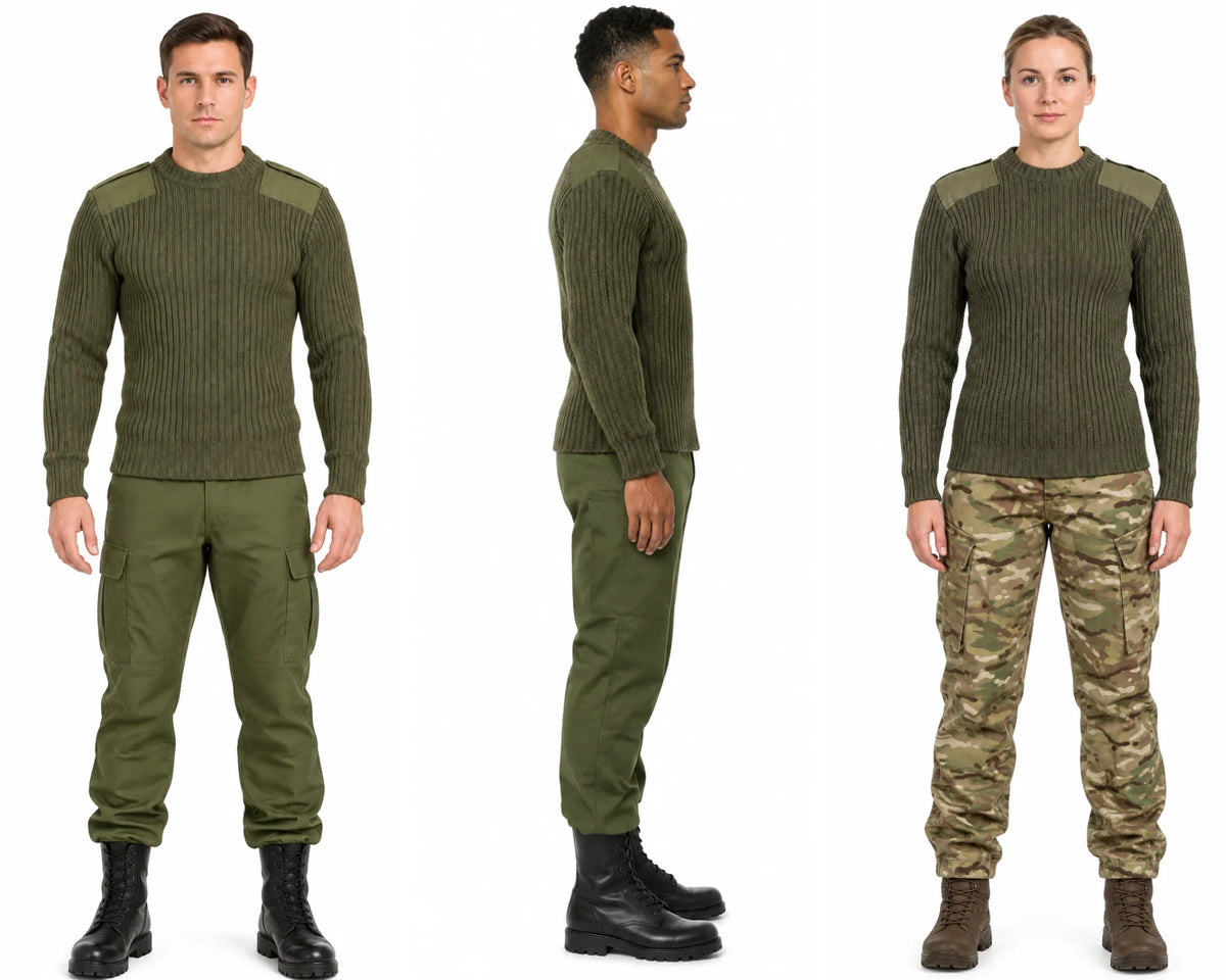 Army Commando Jumper With Sewn Badges British Military Issue Green Pullover