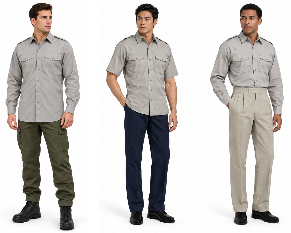British Stone Shirt Long Sleeve or Short Sleeve Tropical Issue Tri-Service Army RM Royal Marines RN Royal Navy RAF Royal Air Force