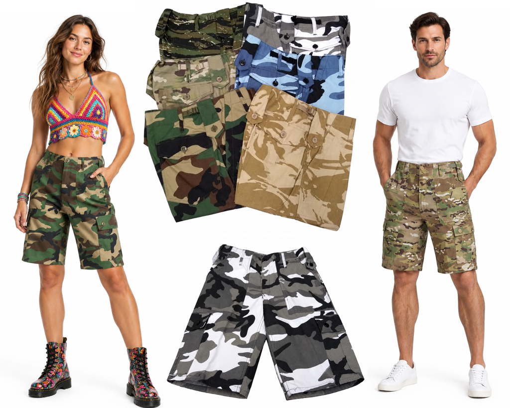 Cargo Combat Shorts Military Style Camo Combats Assorted CAM Patterns