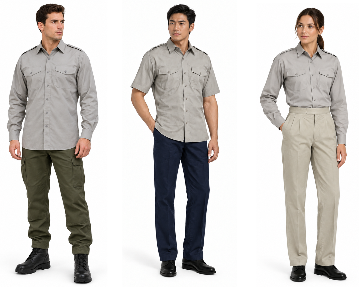 British Stone Shirt Long Sleeve or Short Sleeve Tropical Issue Tri-Service Army RM Royal Marines RN Royal Navy RAF Royal Air Force
