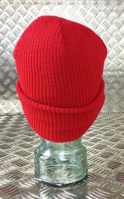 Bright RED Peak / Peaked Beanie Hat / Radar Cap - One size - BRAND NEW