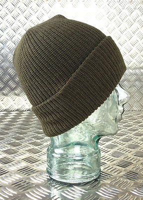 Army Green Knitted Beanie Hat / Watch Cap / Woolly Hat - One size - NEW