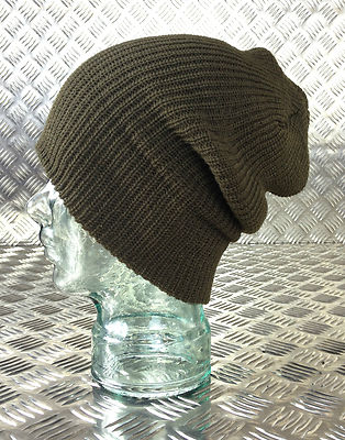 Army Green Knitted Beanie Hat / Watch Cap / Woolly Hat - One size - NEW